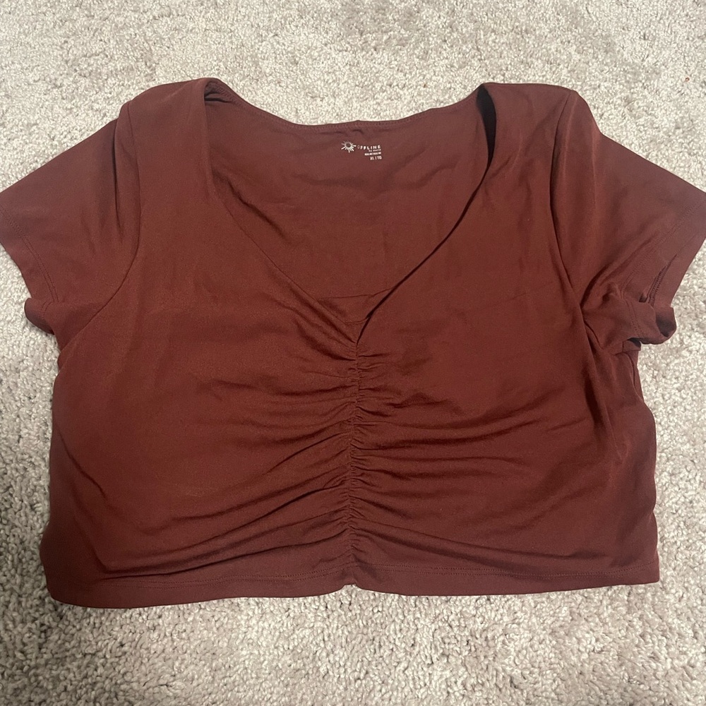 OFFLINE by aerie Ruched Brown Women's Top
